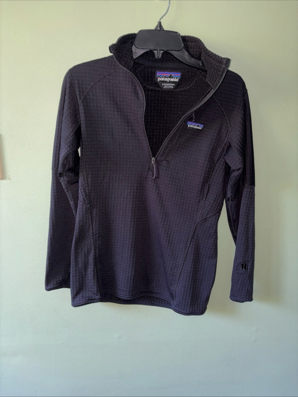 Patagonia R1 Pullover Women S Black Grid Fleece 1/2 Zip Jacket Half Zip Top